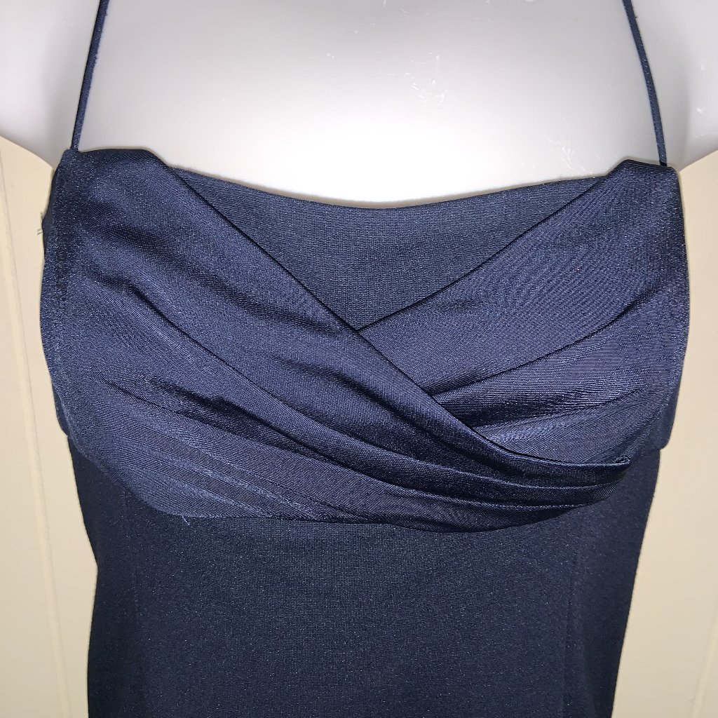 Iisli Navy Blue Spaghetti Strap Designer Party Cocktail Dress - Size S